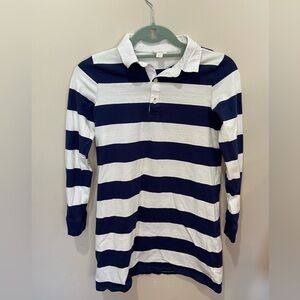 Crewcuts Girls Navy and White Stripe Dress‎ Hearts on Elbows sz Large